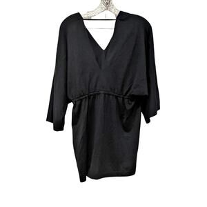 Brunello Cucinelli Cashmere Silk Blend V-Neck Mini Dress Charcoal XXL NWT